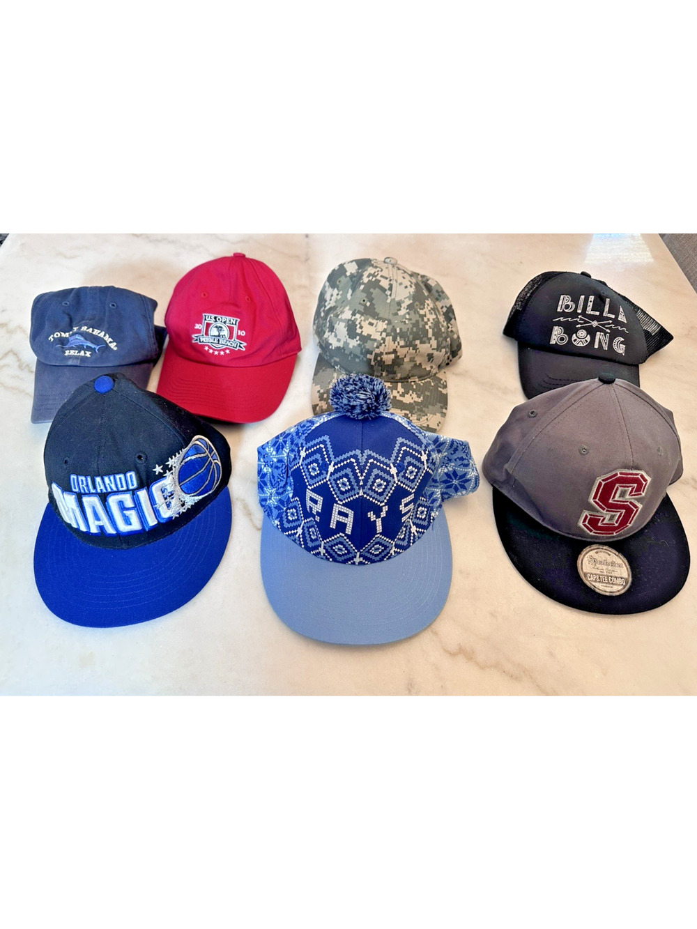 LOT 7 Hats Baseball Golf Vacation Magic Stanford Rays Camo Brim Tommy Bahama